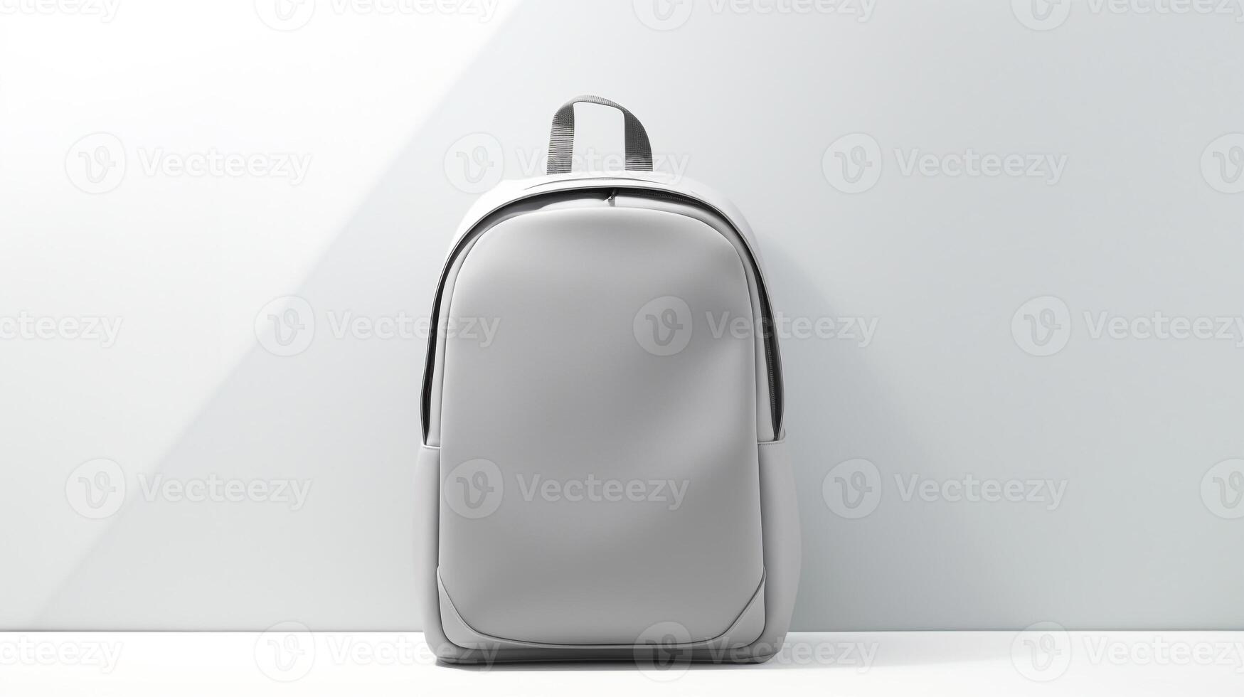 ai generiert grau Mode Rucksack Tasche isoliert auf Weiß Hintergrund mit Kopieren Raum zum Werbung. ai generiert foto