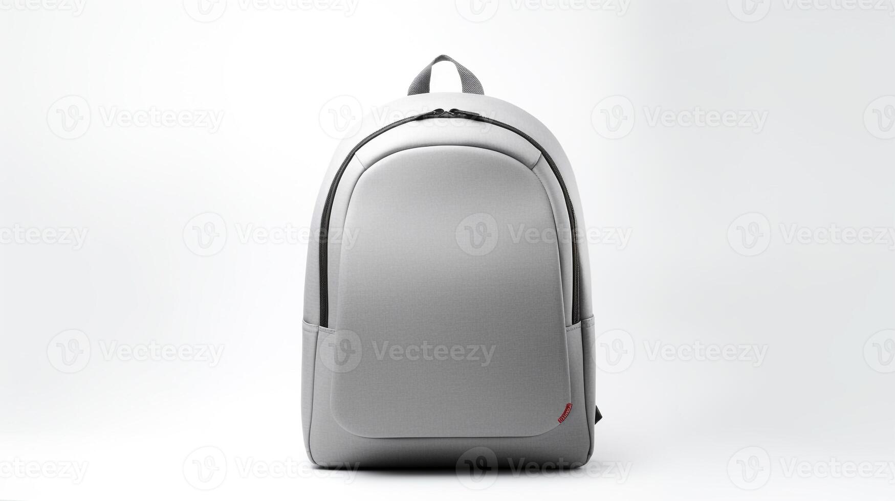 ai generiert grau Mode Rucksack Tasche isoliert auf Weiß Hintergrund mit Kopieren Raum zum Werbung. ai generiert foto
