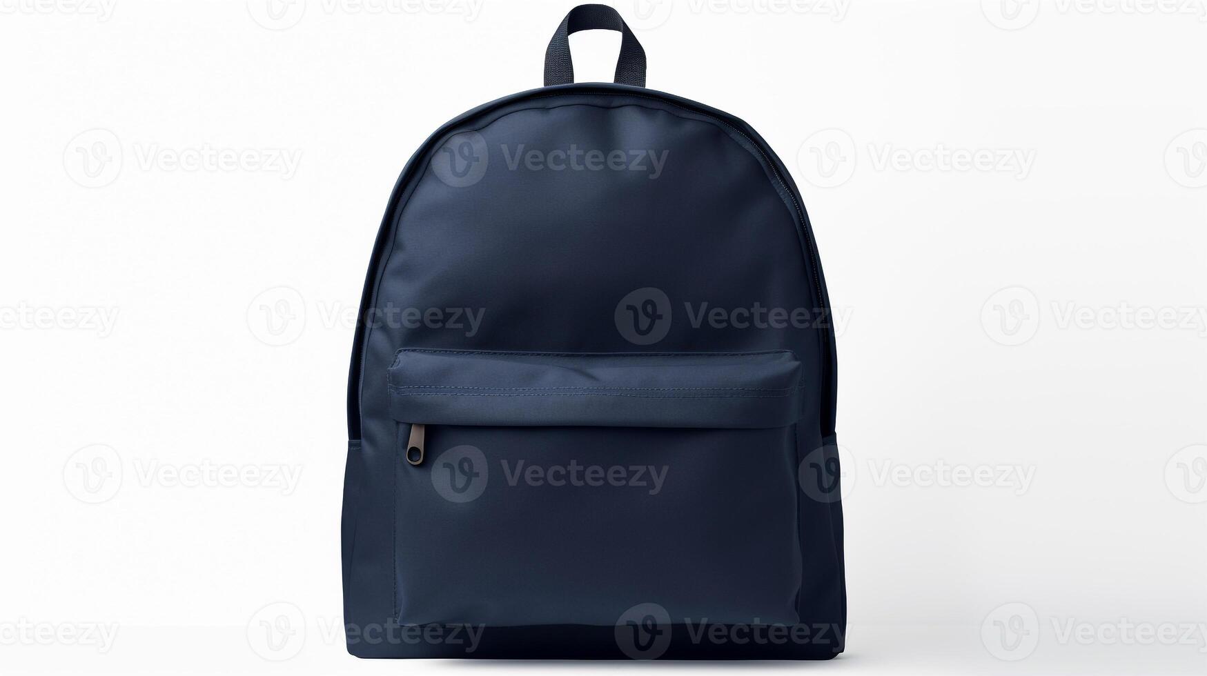 ai generiert Marine Blau Schule Rucksack Tasche isoliert auf Weiß Hintergrund mit Kopieren Raum zum Werbung. ai generiert foto