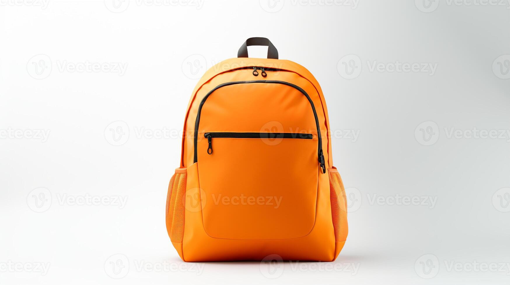 ai generiert Orange Radfahren Rucksack Tasche isoliert auf Weiß Hintergrund mit Kopieren Raum zum Werbung. ai generiert foto