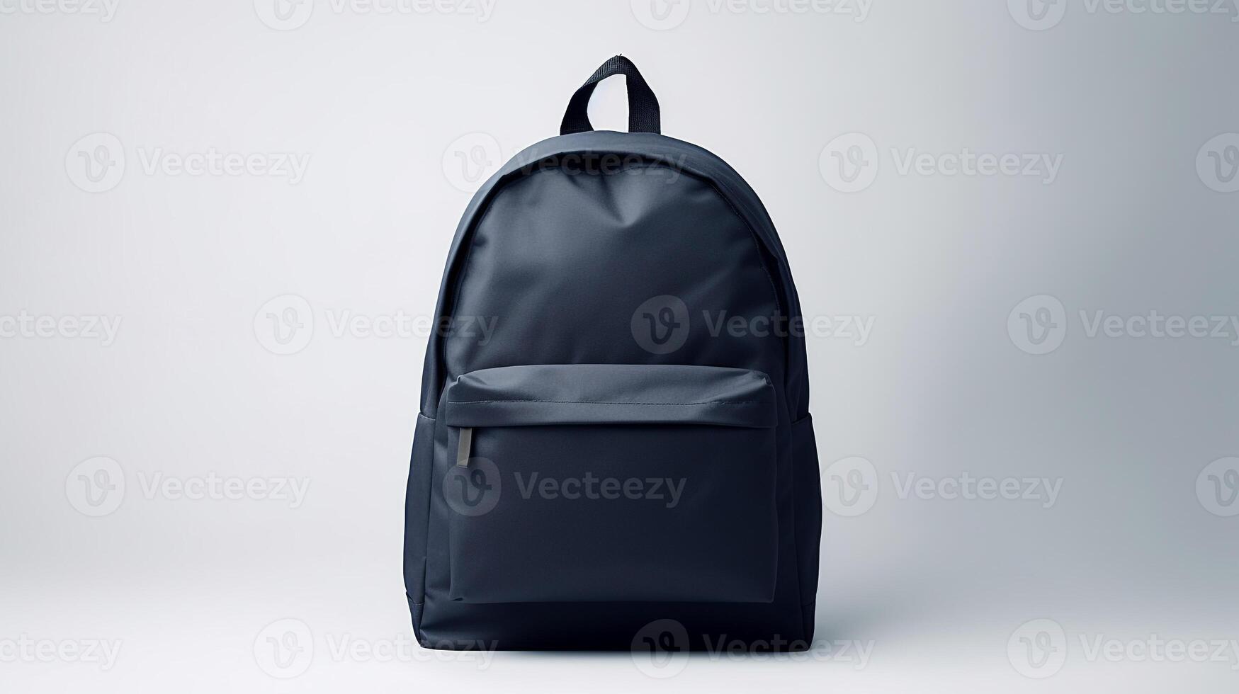 ai generiert Marine Blau Tagesrucksack Tasche isoliert auf Weiß Hintergrund mit Kopieren Raum zum Werbung. ai generiert foto