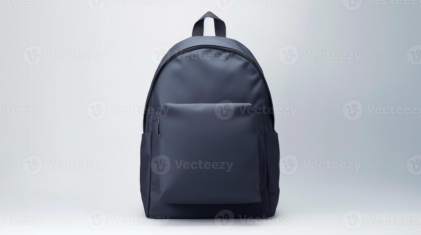 ai generiert Marine Blau Tagesrucksack Tasche isoliert auf Weiß Hintergrund mit Kopieren Raum zum Werbung. ai generiert foto