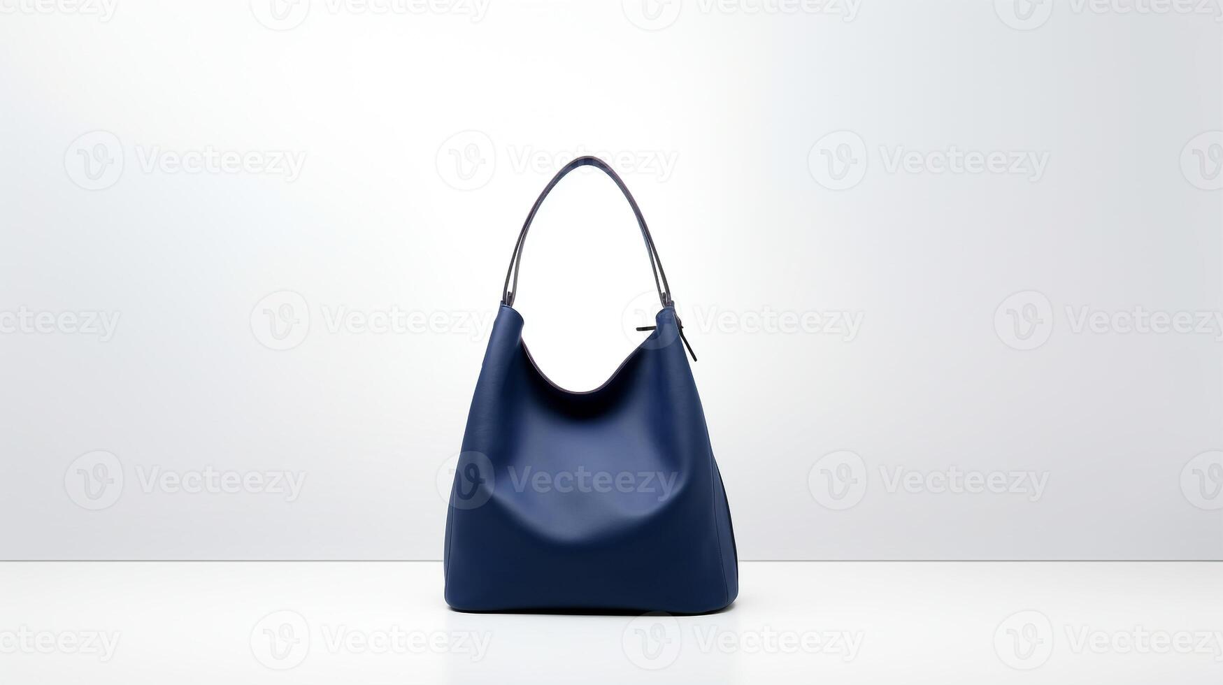 ai generiert Marine Blau Hobo Tasche isoliert auf Weiß Hintergrund mit Kopieren Raum zum Werbung. ai generiert foto