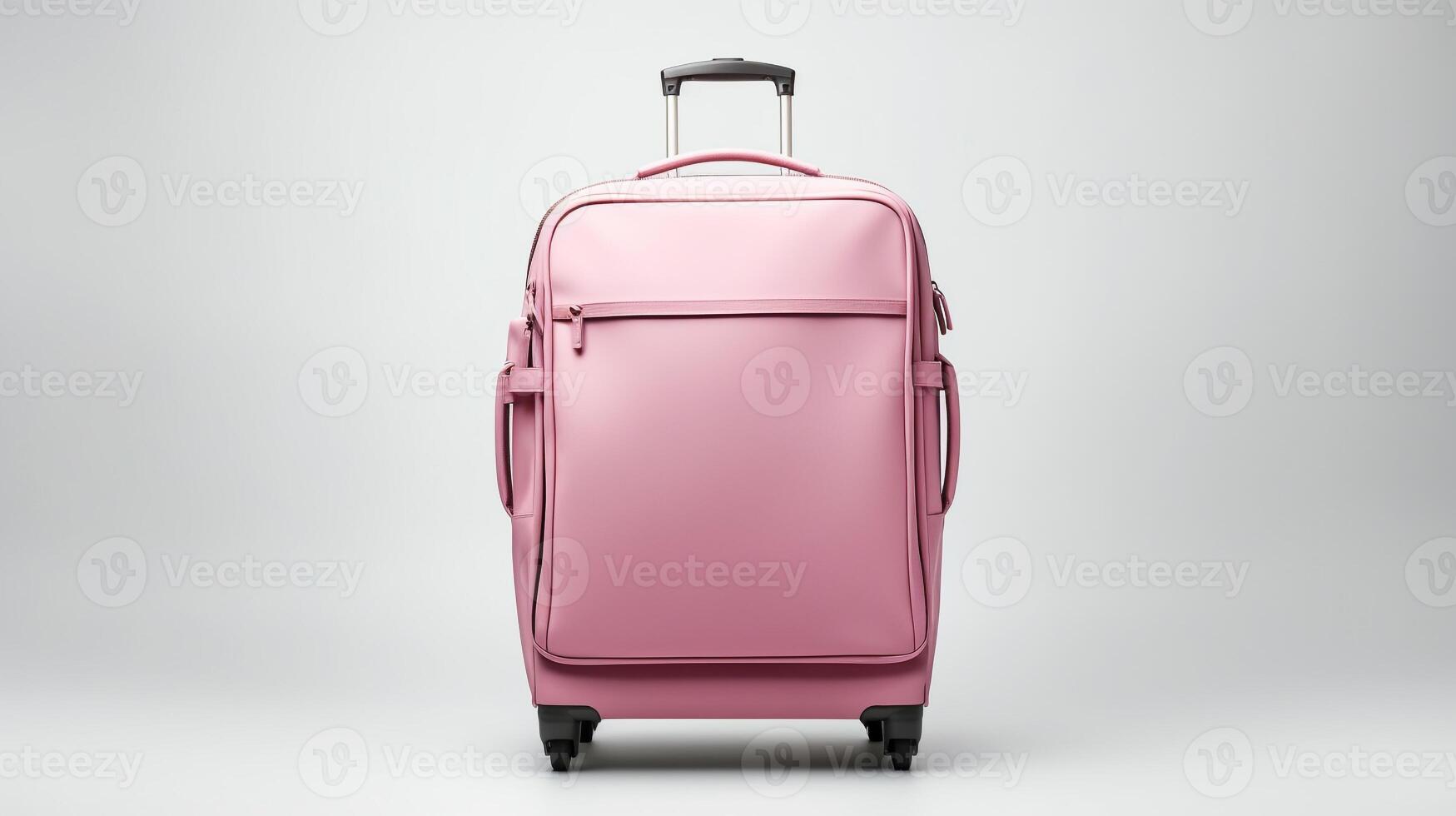 ai generiert Rosa rollen Rucksack Tasche isoliert auf Weiß Hintergrund mit Kopieren Raum zum Werbung. ai generiert foto