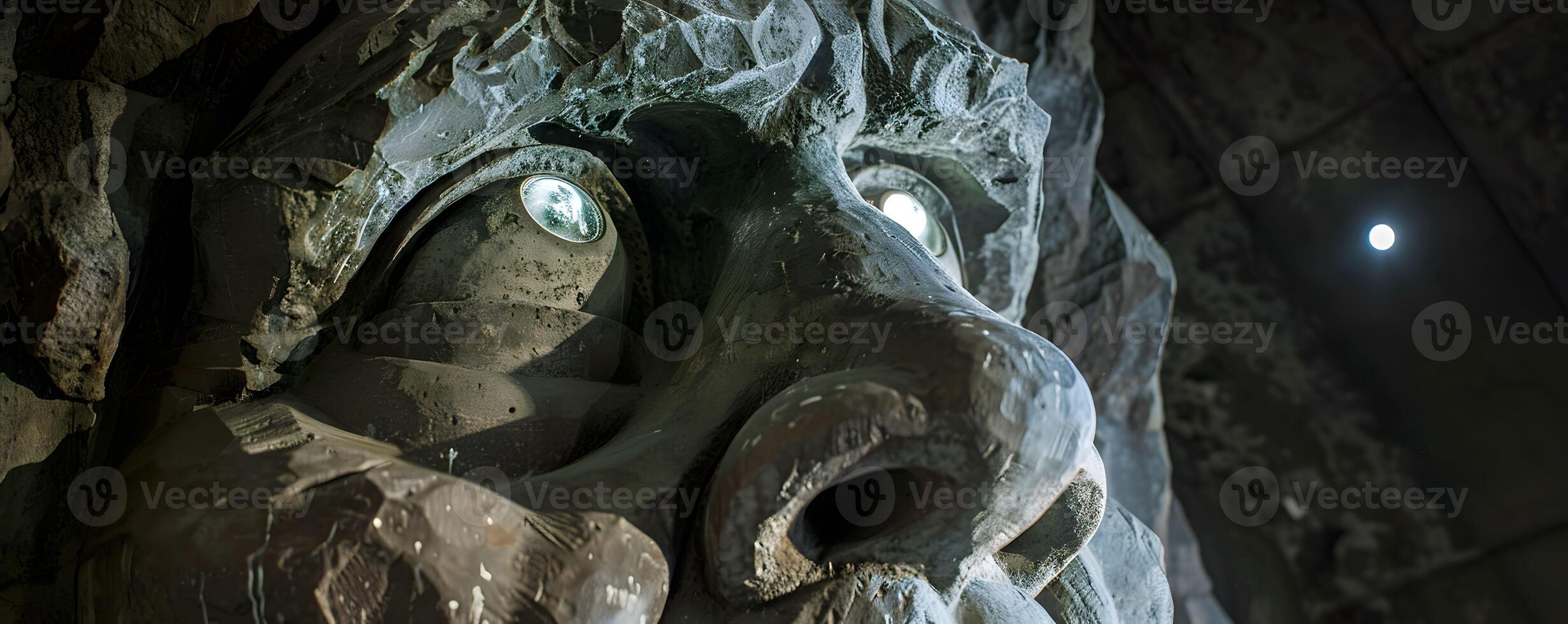 ai generiert das Fremont Troll erfasst Mondlicht im es ist Auge reflektieren Visionen von das Zukunft zu jene Wer Blick tief foto