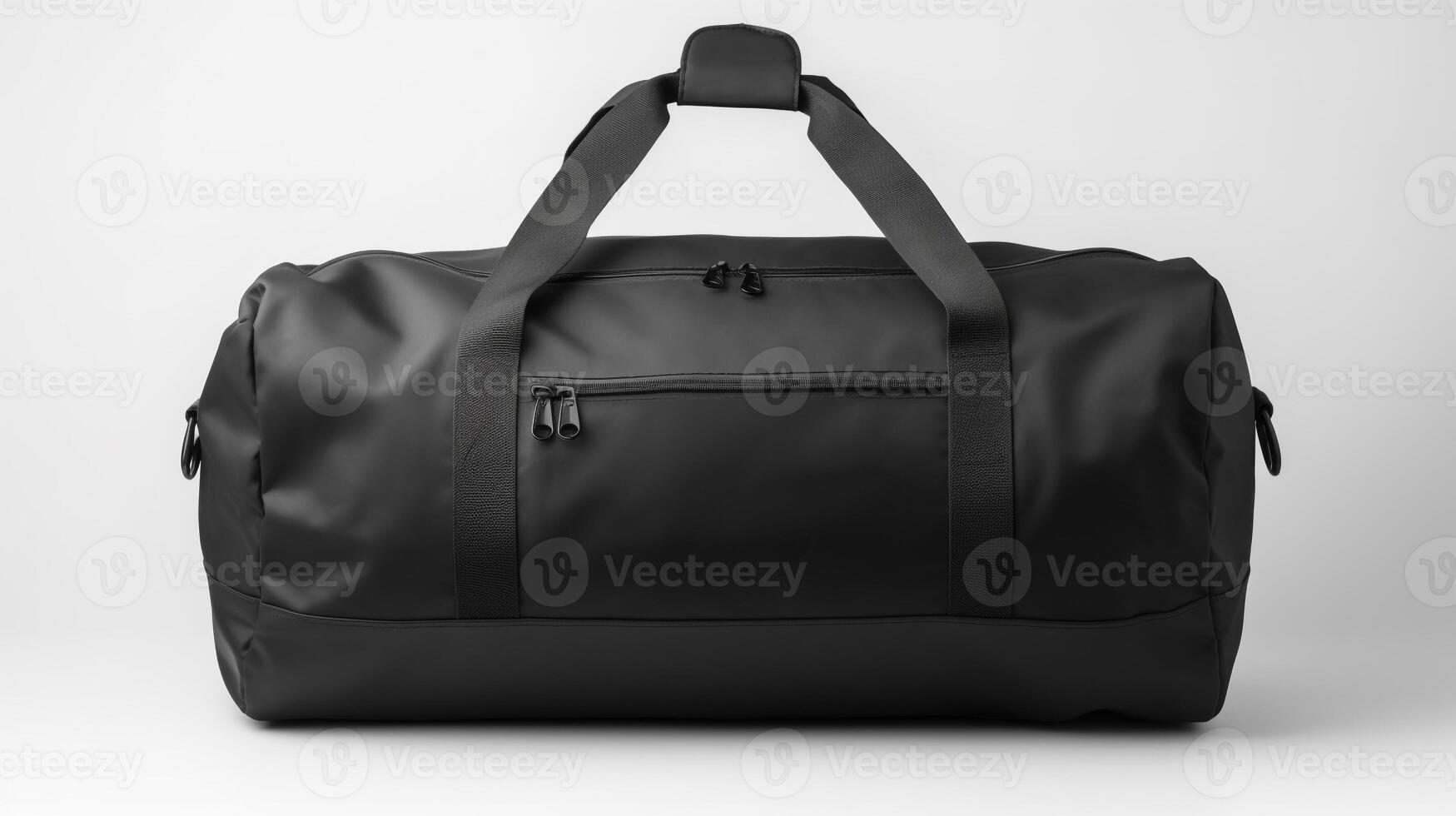 ai generiert schwarz Duffel Tasche isoliert auf Weiß Hintergrund mit Kopieren Raum zum Werbung. ai generiert foto