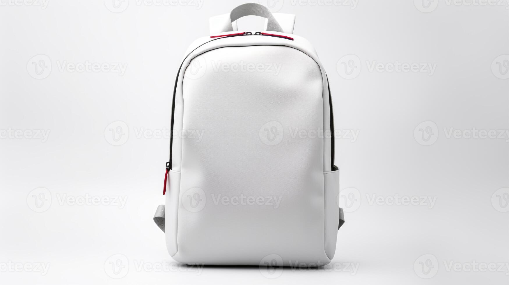 ai generiert Weiß Radfahren Rucksack Tasche isoliert auf Weiß Hintergrund mit Kopieren Raum zum Werbung. ai generiert foto