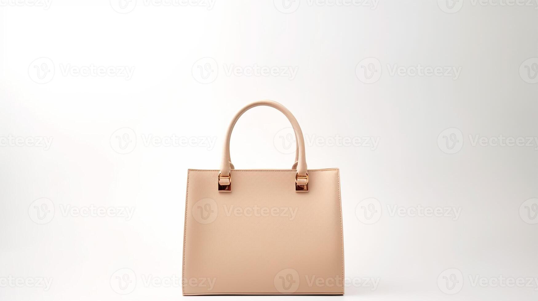 ai generiert Beige Leder Tasche isoliert auf Weiß Hintergrund mit Kopieren Raum zum Werbung. ai generiert foto