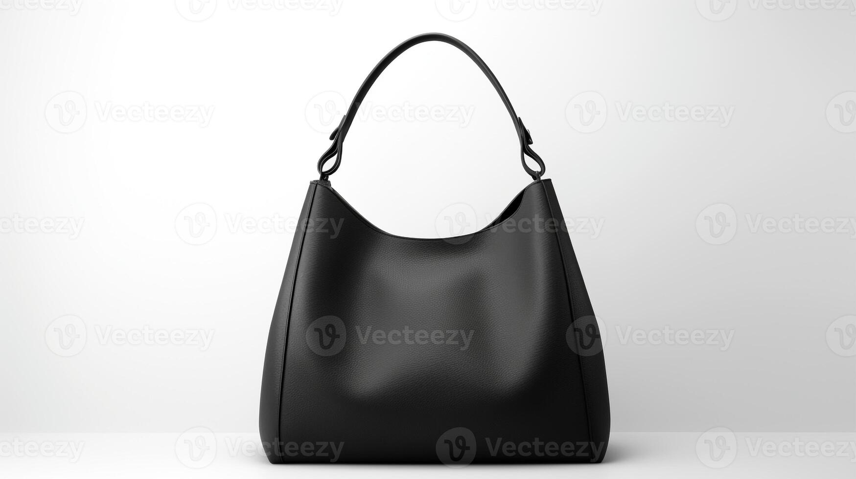 ai generiert schwarz Hobo Tasche isoliert auf Weiß Hintergrund mit Kopieren Raum zum Werbung. ai generiert foto