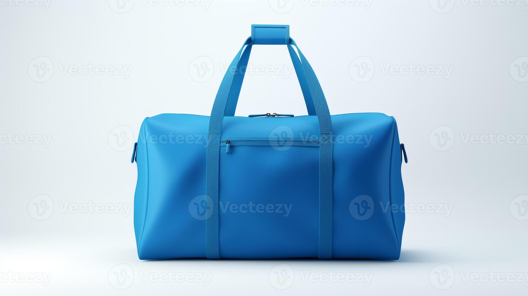 ai generiert Blau Duffel Tasche isoliert auf Weiß Hintergrund mit Kopieren Raum zum Werbung. ai generiert foto