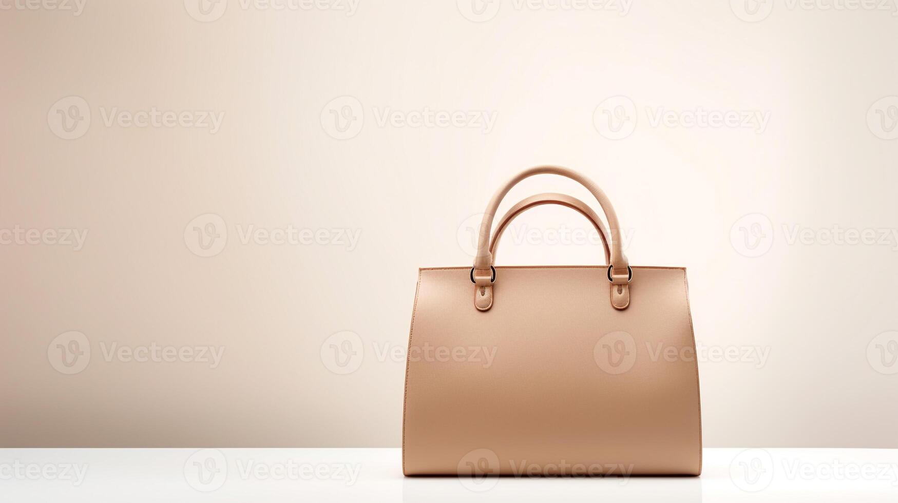 ai generiert Beige Leder Tasche isoliert auf Weiß Hintergrund mit Kopieren Raum zum Werbung. ai generiert foto