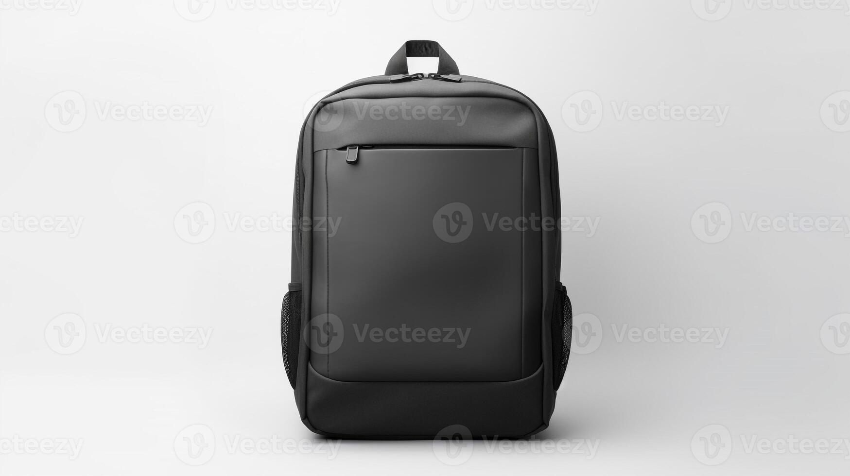ai generiert schwarz rollen Rucksack Tasche isoliert auf Weiß Hintergrund mit Kopieren Raum zum Werbung. ai generiert foto