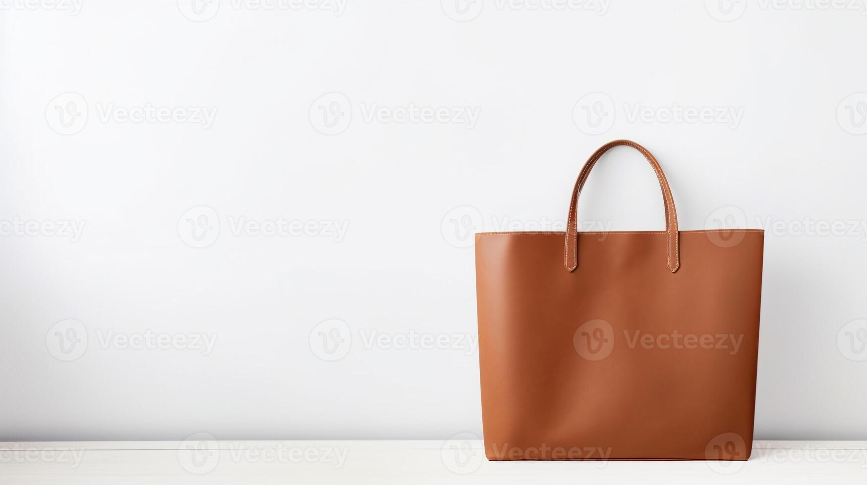 ai generiert braun Tasche Tasche isoliert auf Weiß Hintergrund mit Kopieren Raum zum Werbung. ai generiert foto