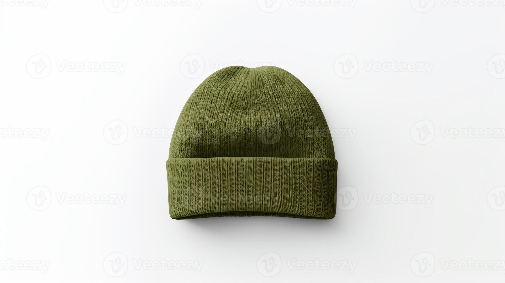 ai generiert Foto von Olive Mütze Hut isoliert auf Weiß Hintergrund. ai generiert