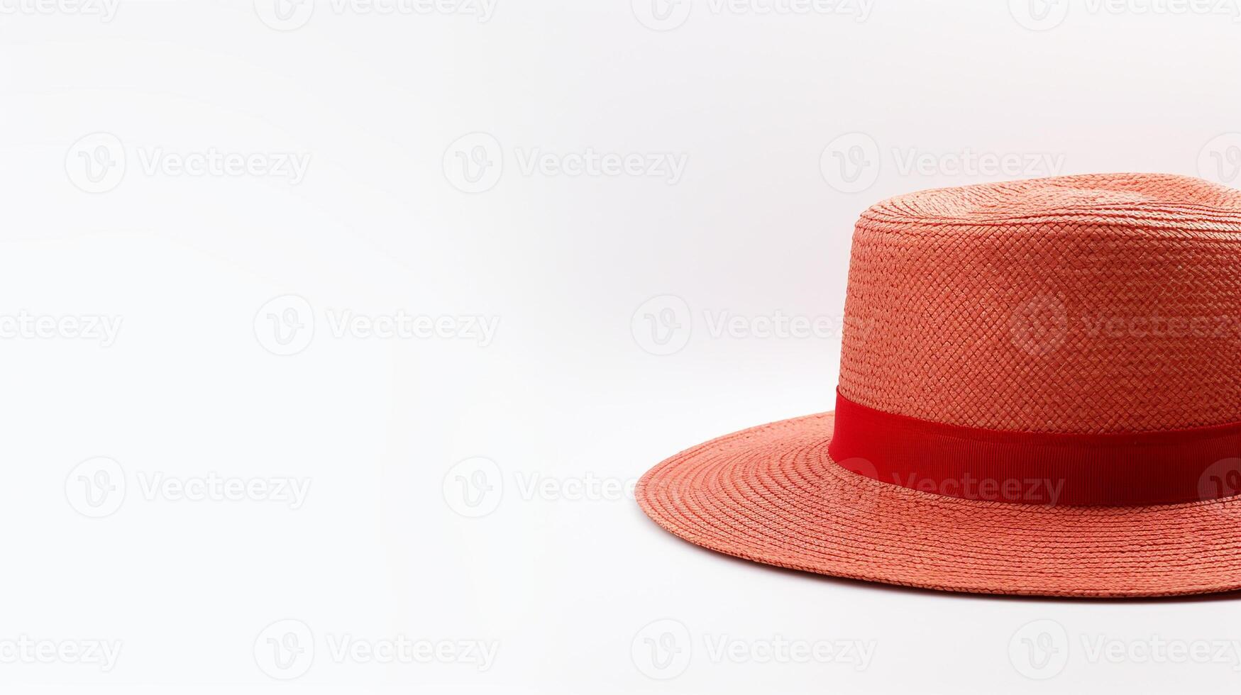 ai generiert Foto von rot Stroh Hut isoliert auf Weiß Hintergrund. ai generiert