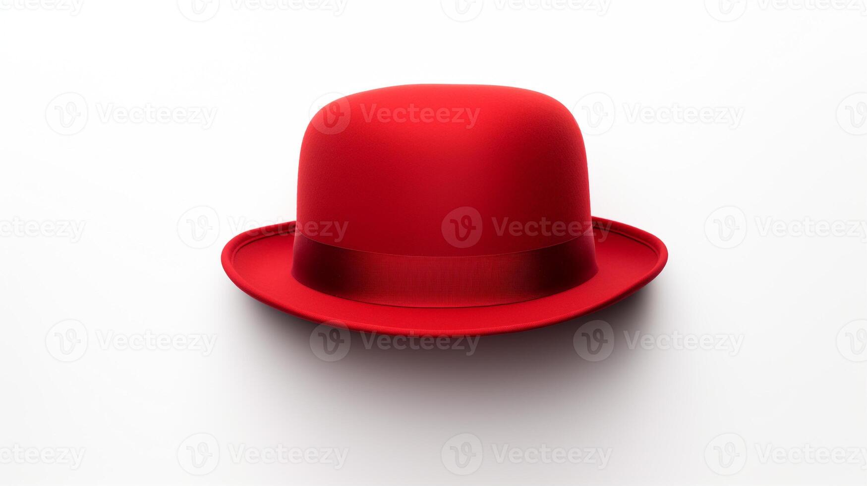 ai generiert Foto von rot Bowler Hut isoliert auf Weiß Hintergrund. ai generiert