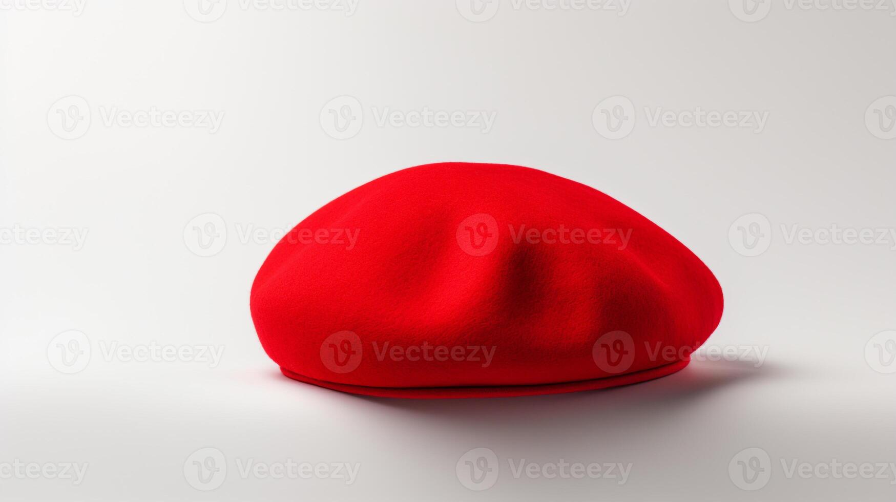 ai generiert Foto von rot Baskenmütze Hut isoliert auf Weiß Hintergrund. ai generiert