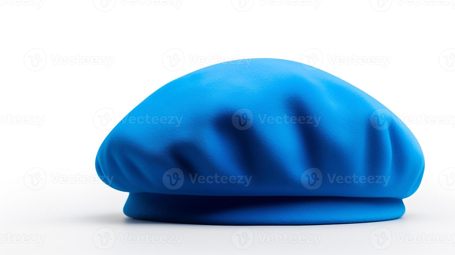 ai generiert Foto von Blau Baskenmütze Hut isoliert auf Weiß Hintergrund. ai generiert