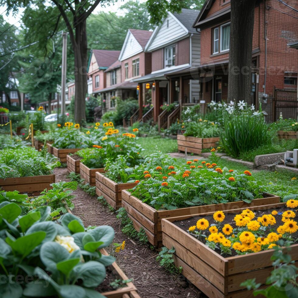 ai generiert Gemeinschaft Garten ist großartig Weg zu lehren Kinder Über gesund Essen und Ernährung. foto