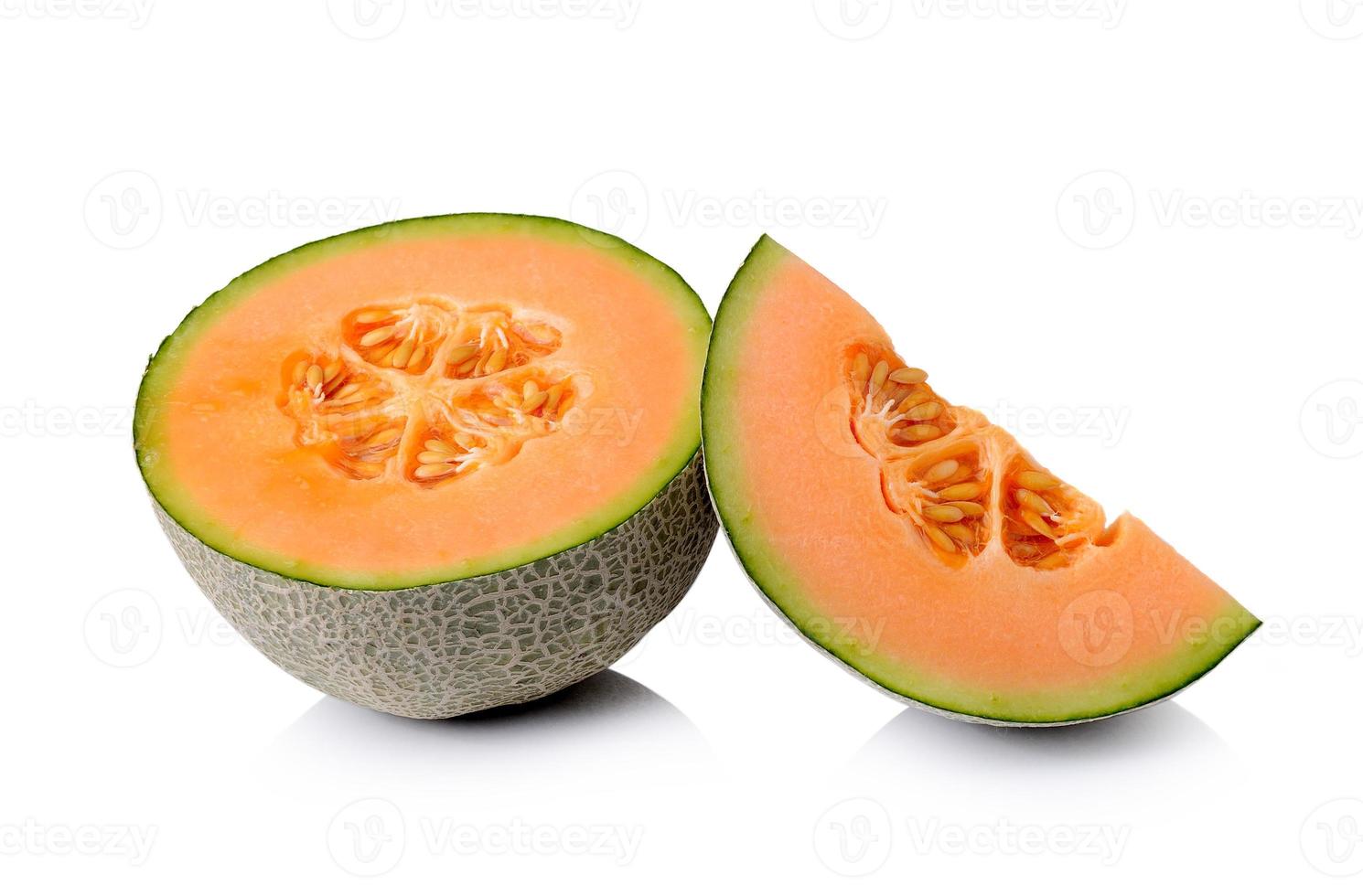 Cantaloupe-Melone isoliert auf weißem Hintergrund foto