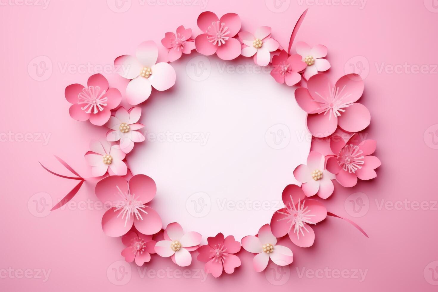 ai generiert Frühling Blumen durch Rosa Zahl 8 Damen Tag Banner foto
