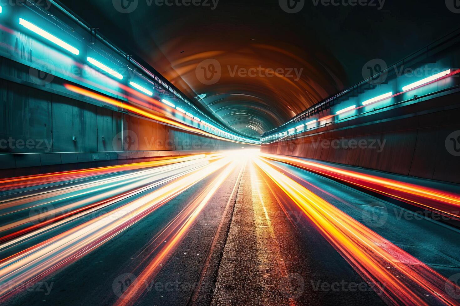 ai generiert Licht Weg im Tunnel foto