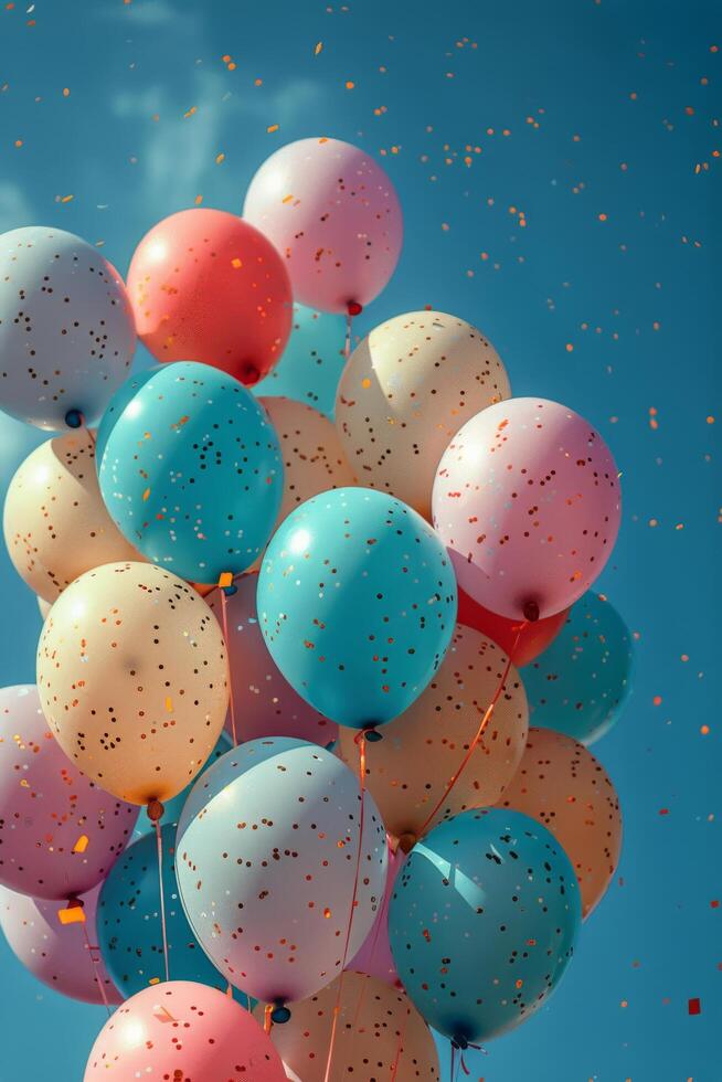 ai generiert Luftballons schwebend im das Luft foto