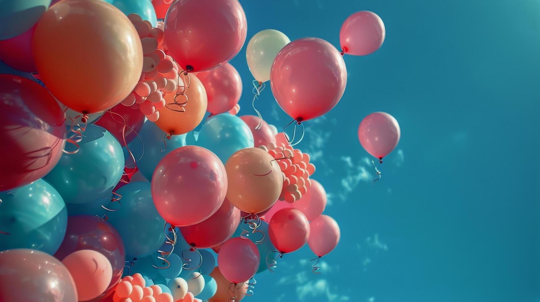 ai generiert Cluster von bunt Luftballons schwebend im das Luft foto