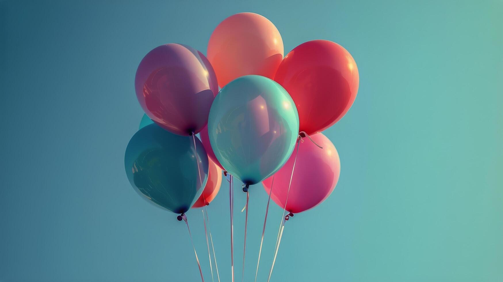 ai generiert Cluster von bunt Luftballons schwebend im das Luft foto