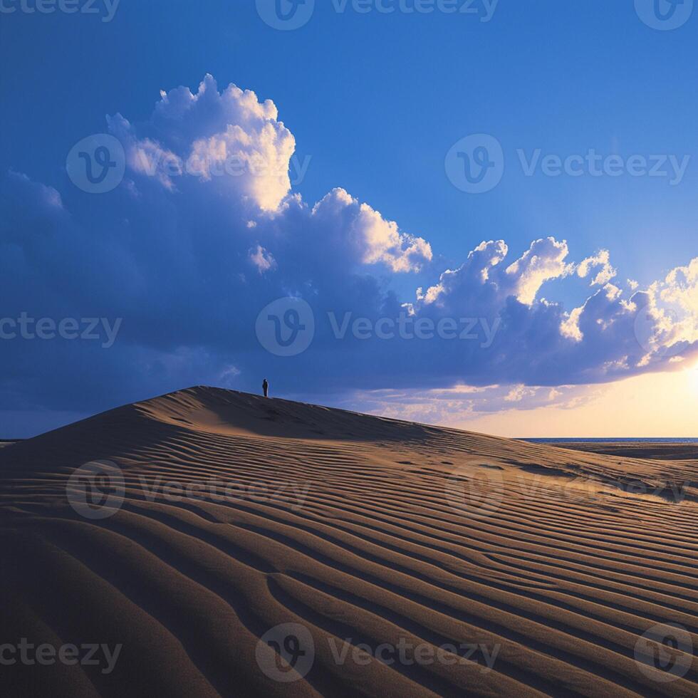 ai generiert Dünen beim Dämmerung Tottori Sand Dünen szenisch Aussicht beim Sonnenuntergang zum Sozial Medien Post Größe foto