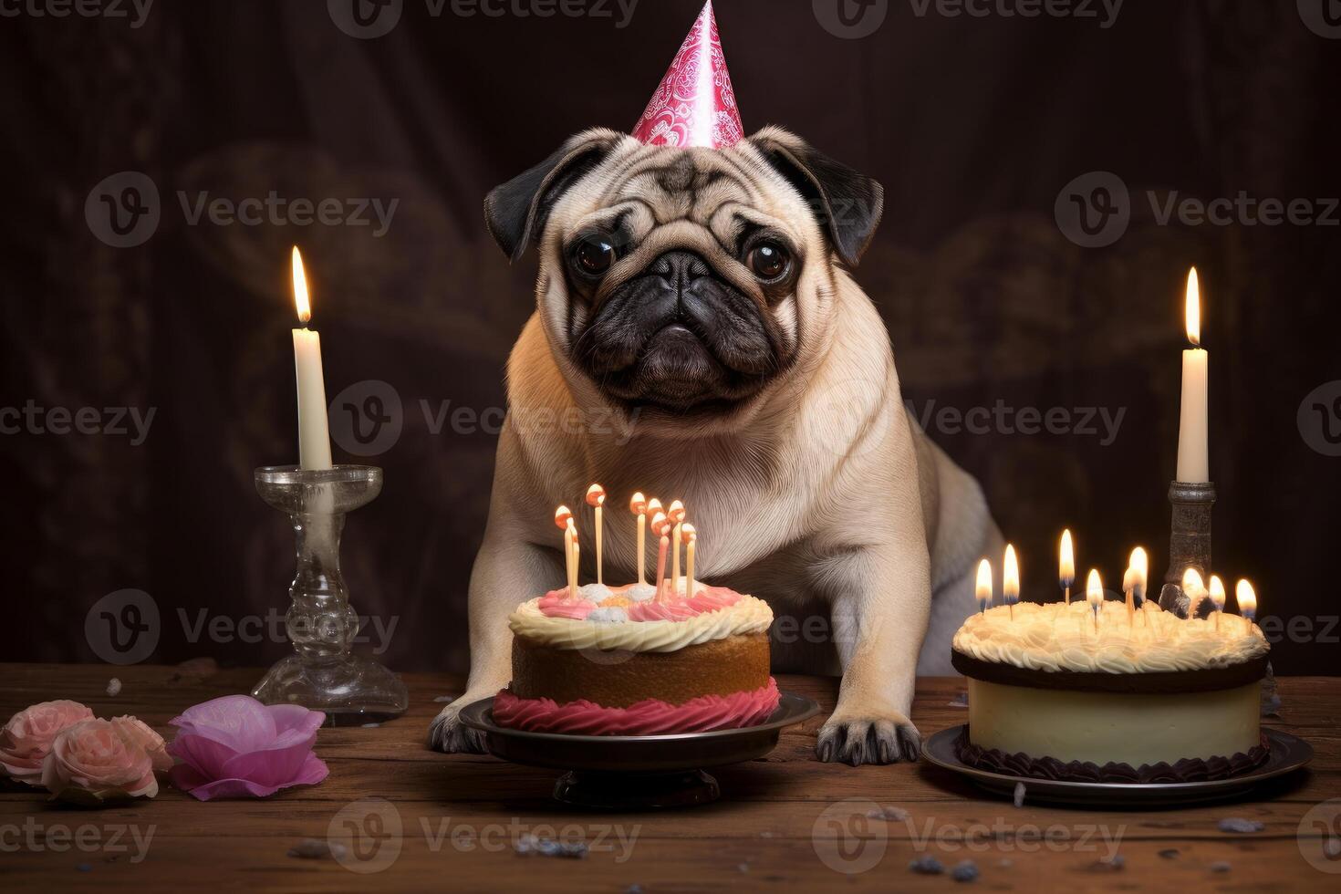 ai generiert bezaubernd Mops Geburtstag Deckel. generieren ai foto