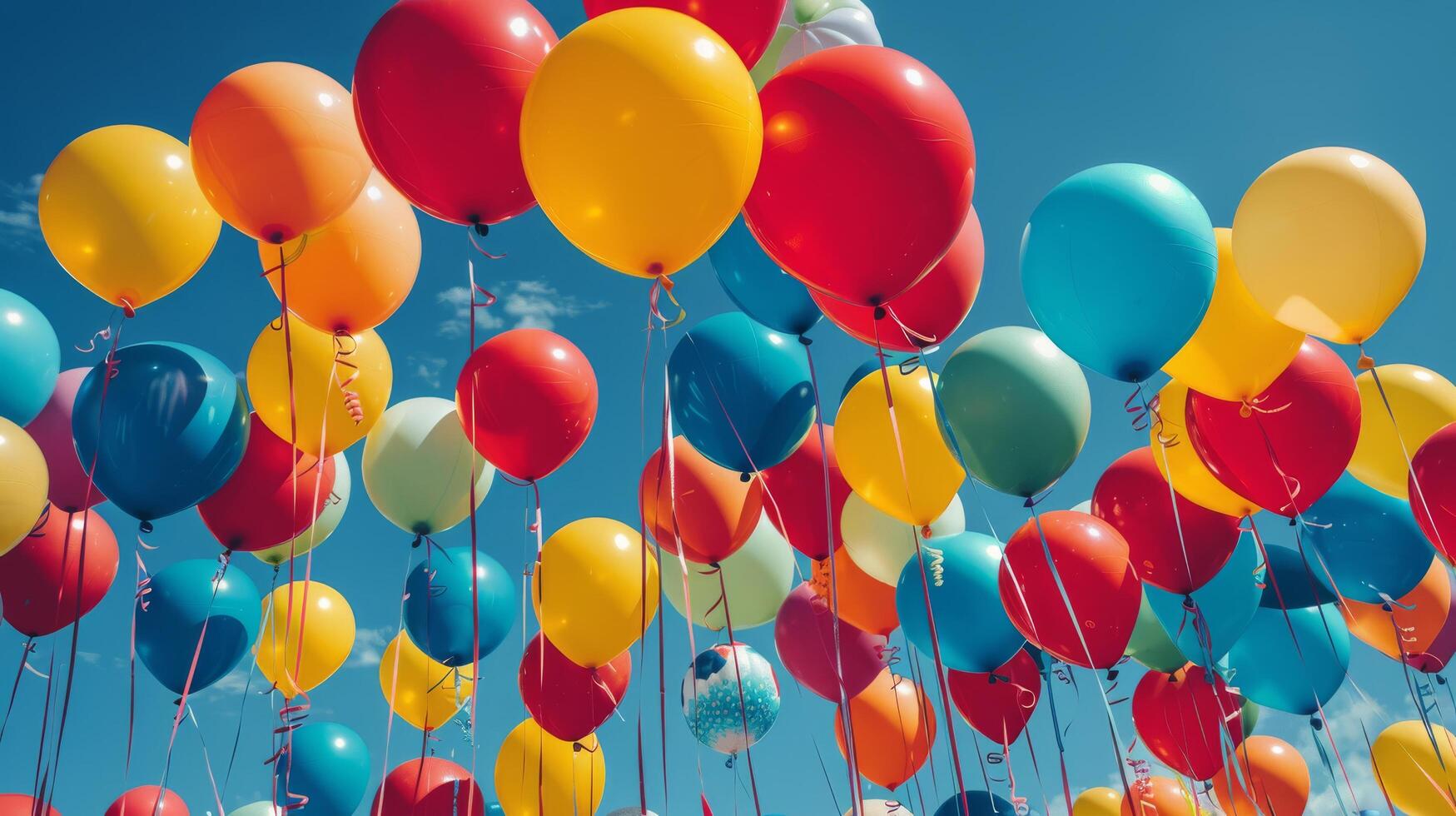 ai generiert Bündel von Luftballons schwebend im das Luft foto