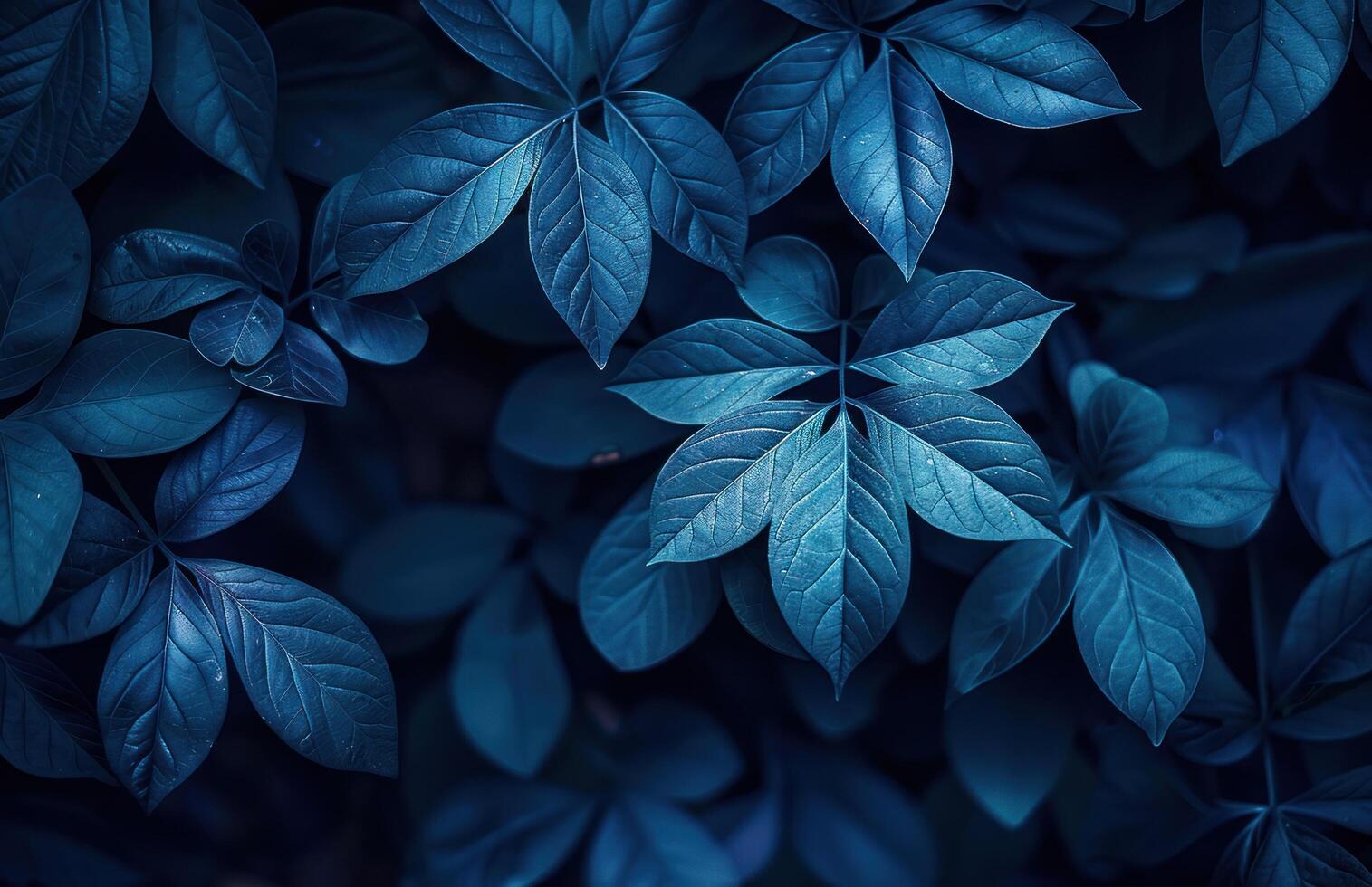 ai generiert dunkel Blau Blätter foto