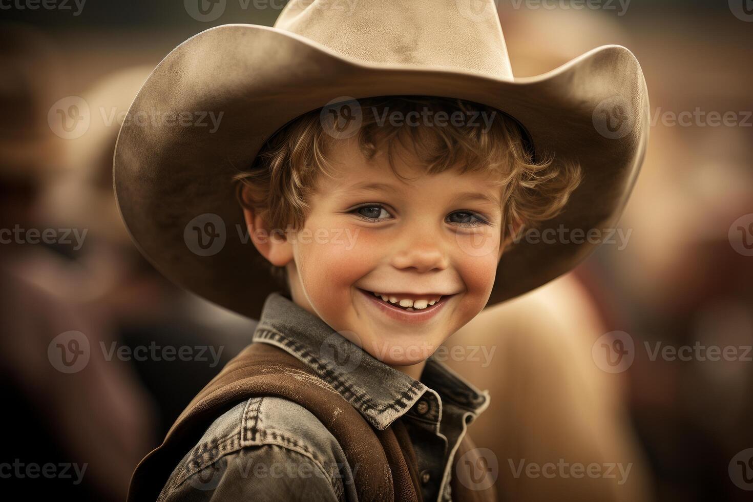 ai generiert abenteuerlich lächelnd Junge Cowboy. generieren ai foto