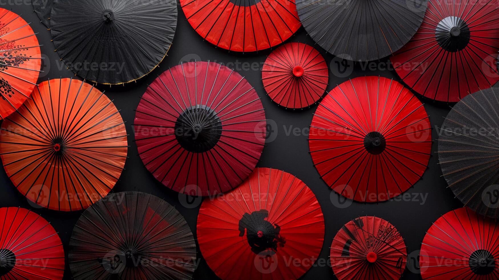 ai generiert Sortiment von traditionell japanisch Regenschirme foto