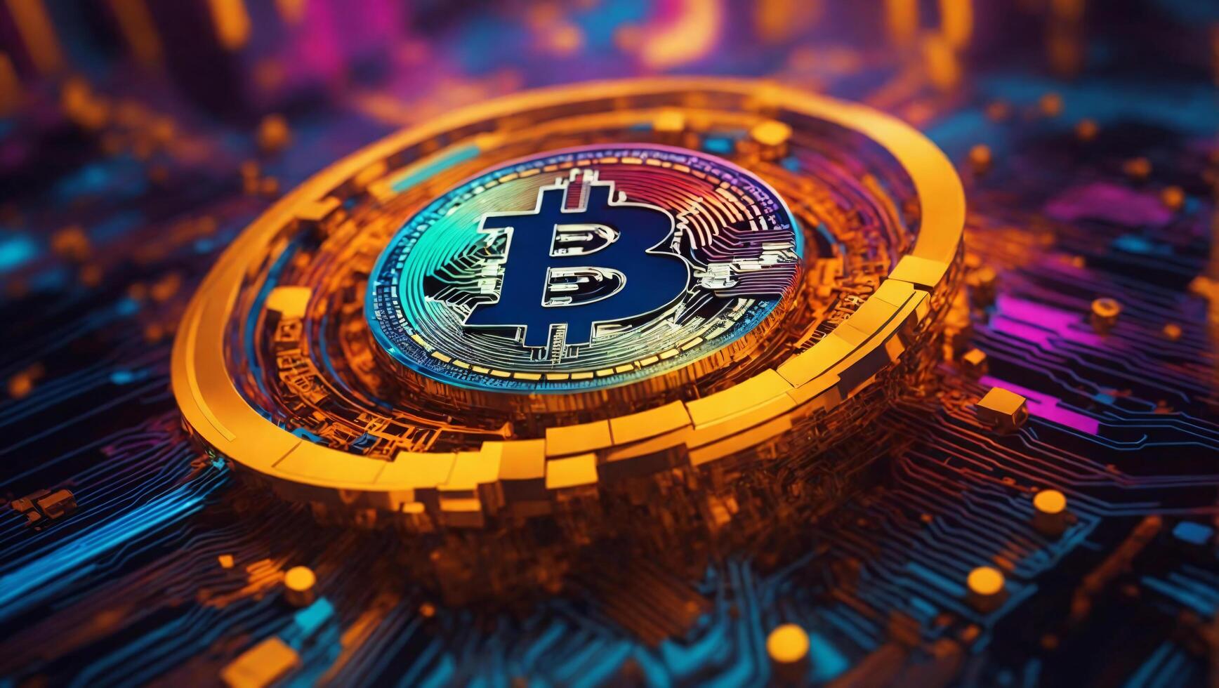 ai generiert Bitcoin Kryptowährung Digital Geld golden Münze Technologie und Geschäft Konzept foto