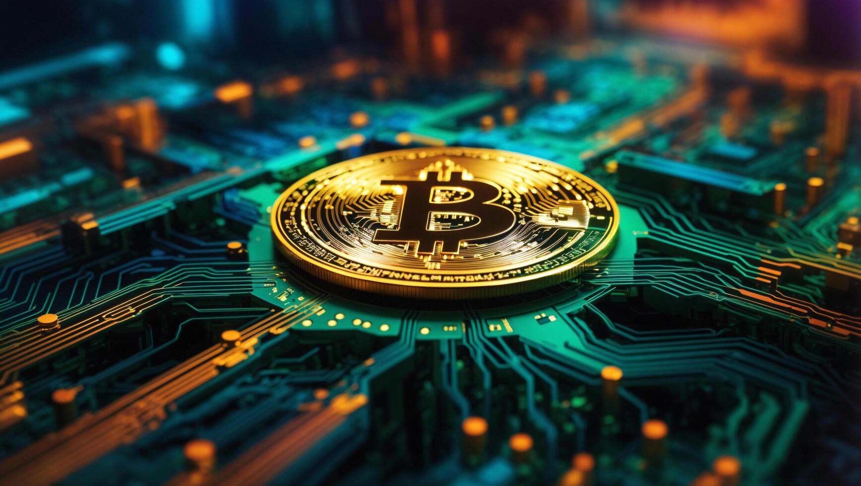 ai generiert Bitcoin Kryptowährung Digital Geld golden Münze Technologie Konzept Kryptowährung Bitcoin foto