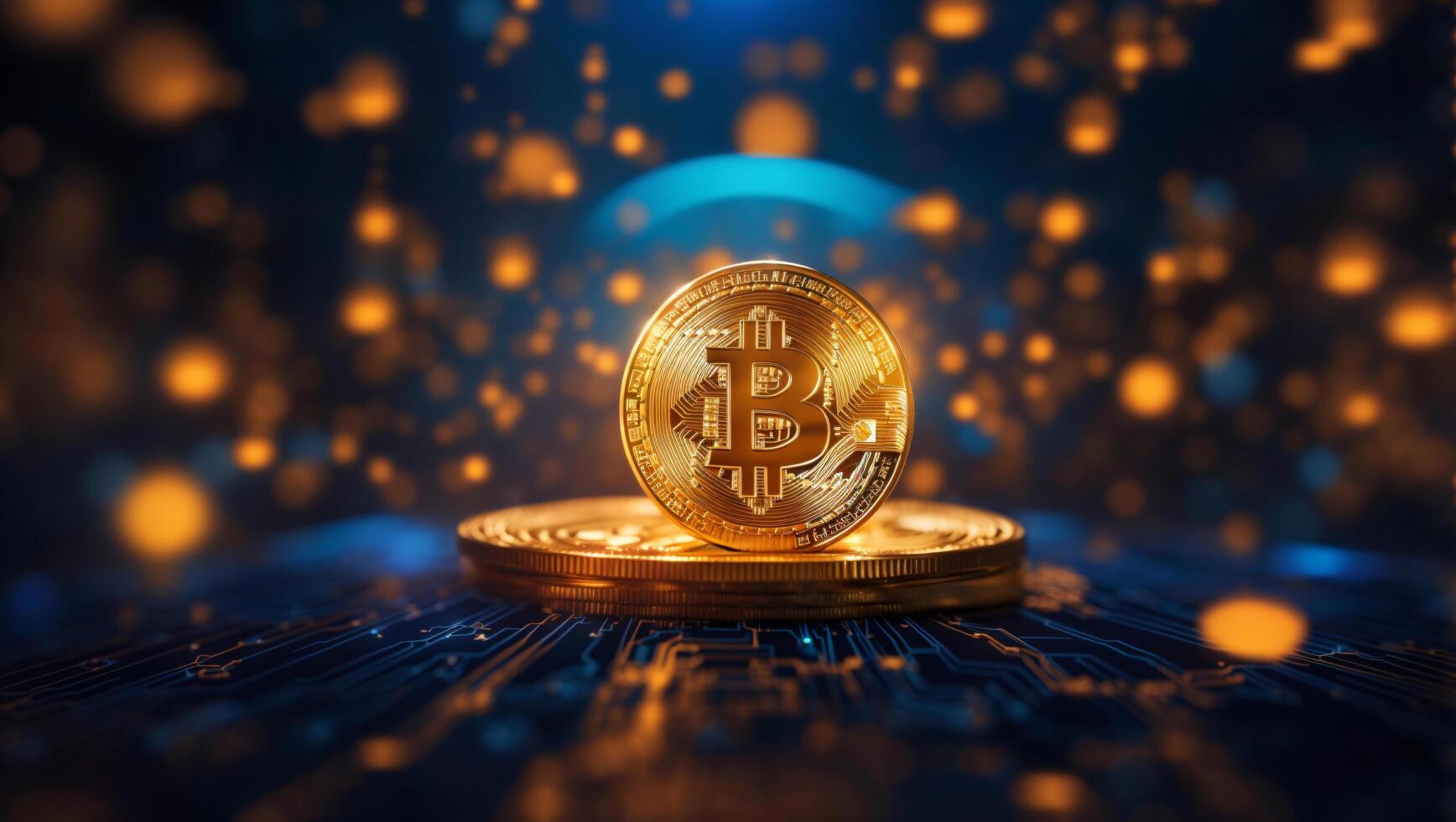 ai generiert Bitcoin Kryptowährung Digital Geld golden Münze Technologie Konzept Kryptowährung Bitcoin foto