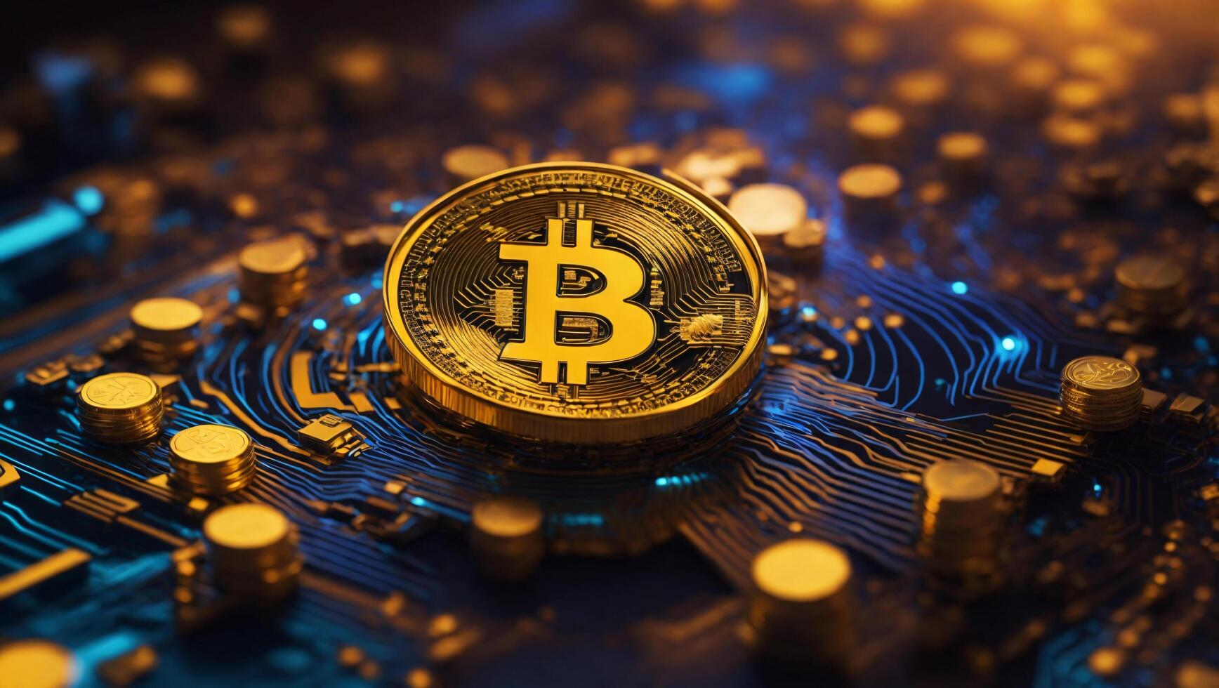 ai generiert Bitcoin Kryptowährung Digital Geld golden Münze Technologie und Geschäft Konzept foto