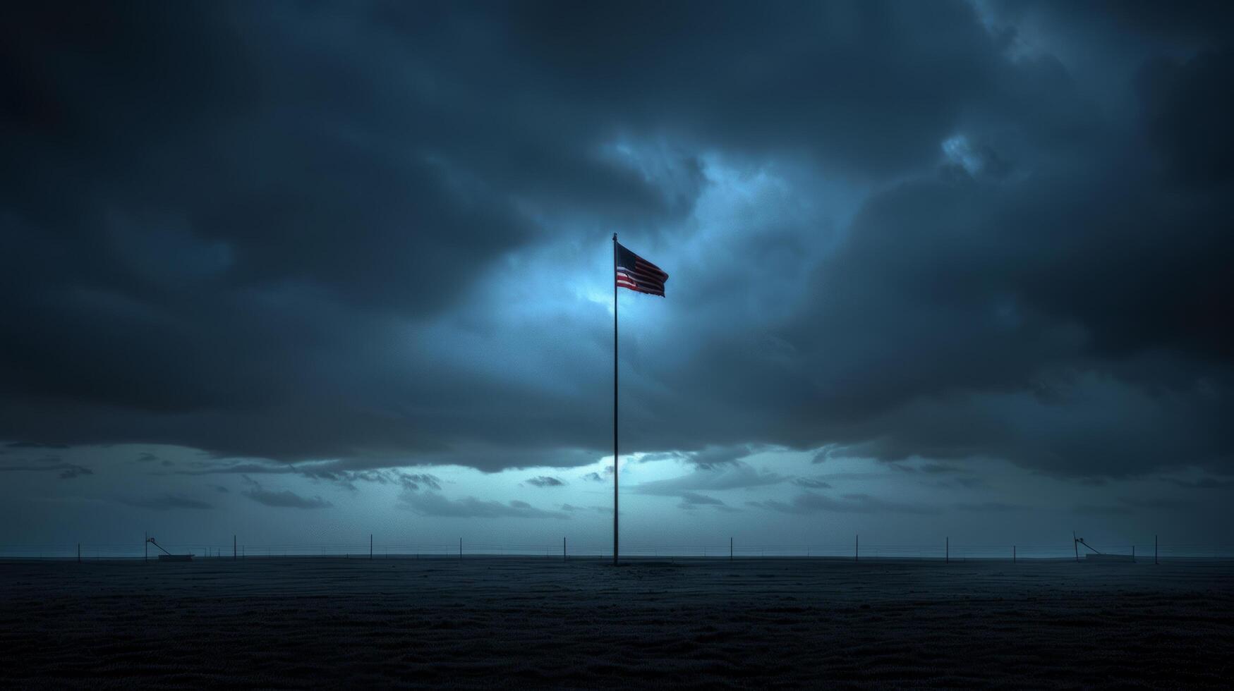 ai generiert Flagge Stehen hoch im Feld foto