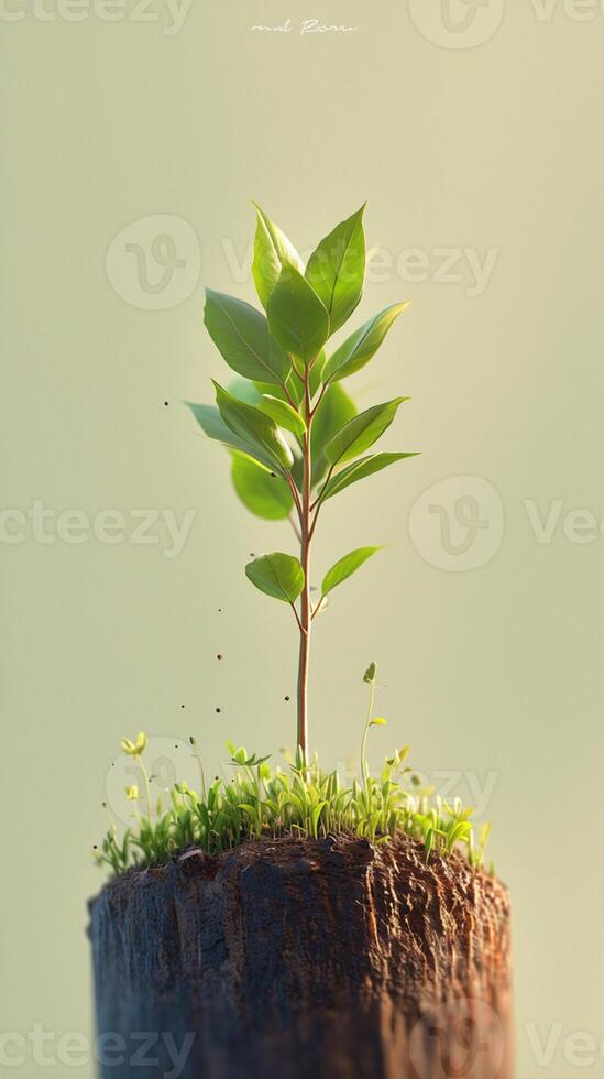 ai generiert wirtschaftlich der Wohlstand Sämling Pflanze symbolisiert Investition Wachstum und Geschäft Ideen Vertikale Handy, Mobiltelefon Hintergrund foto