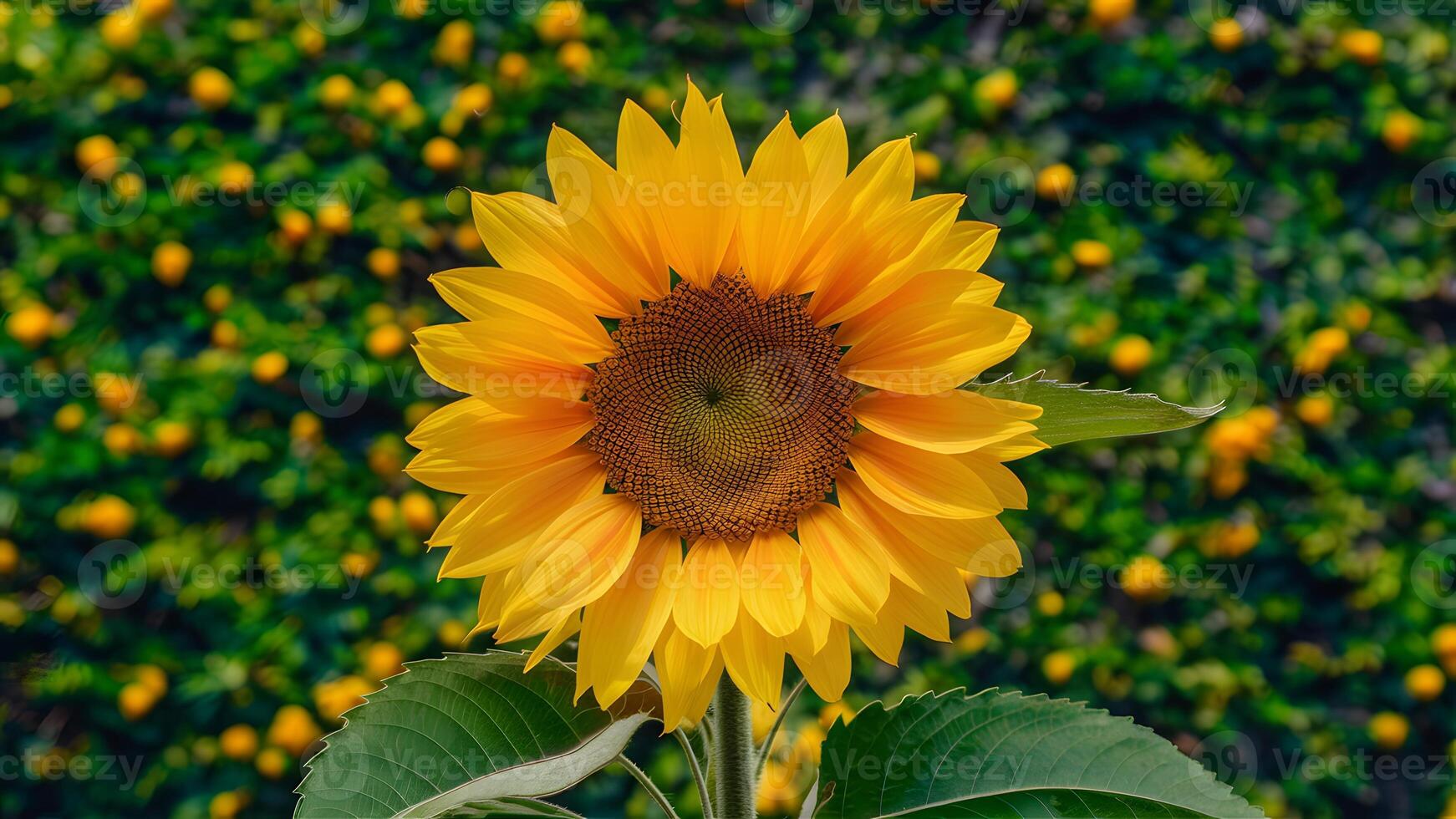 ai generiert Sonnenblume gegen ein Grün Blumen- Hintergrund strahlt aus natürlich Schönheit foto