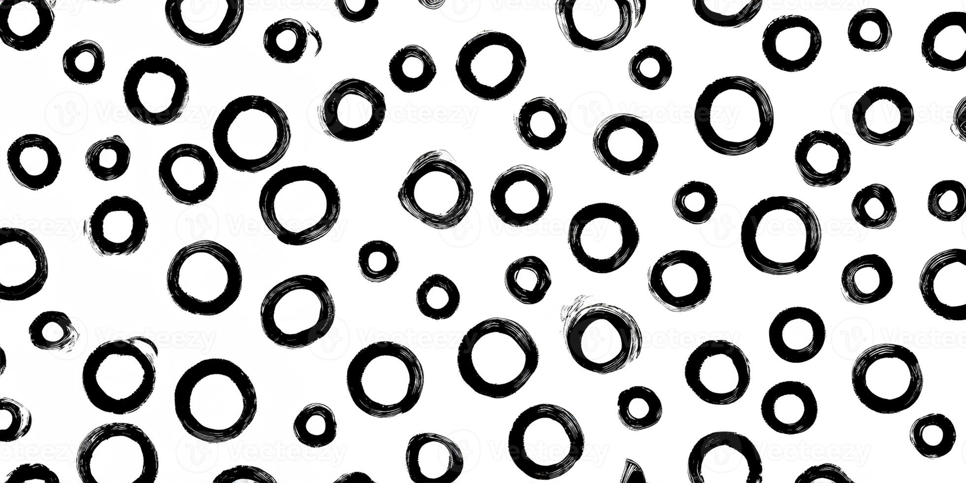 künstlerisch Bürste Schlaganfälle, Hand gemalt Kreise im nahtlos schwarz und Weiß Muster gegen abstrakt Hintergrund. foto