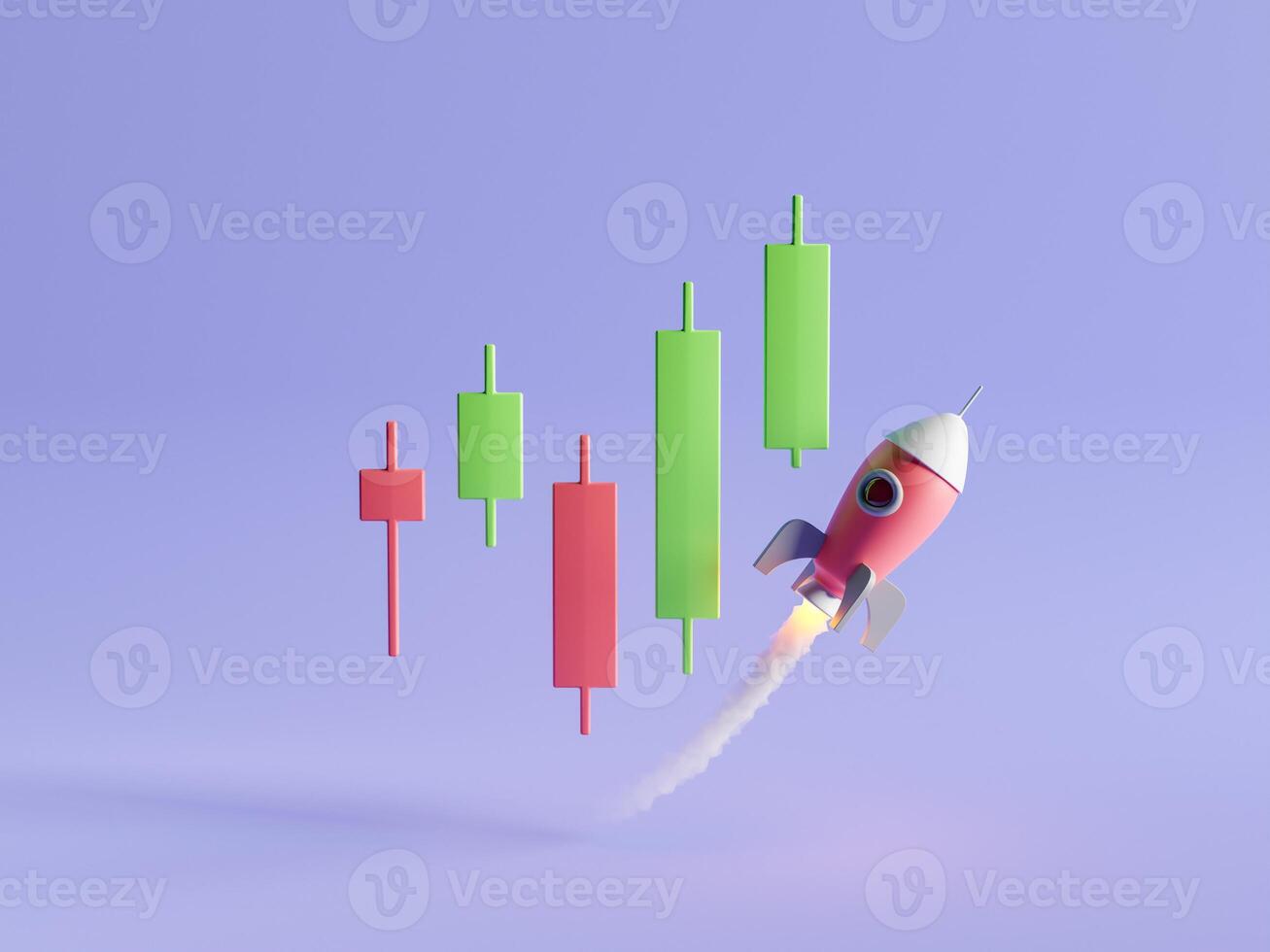 steigender Chart mit einer abhebenden Rakete foto