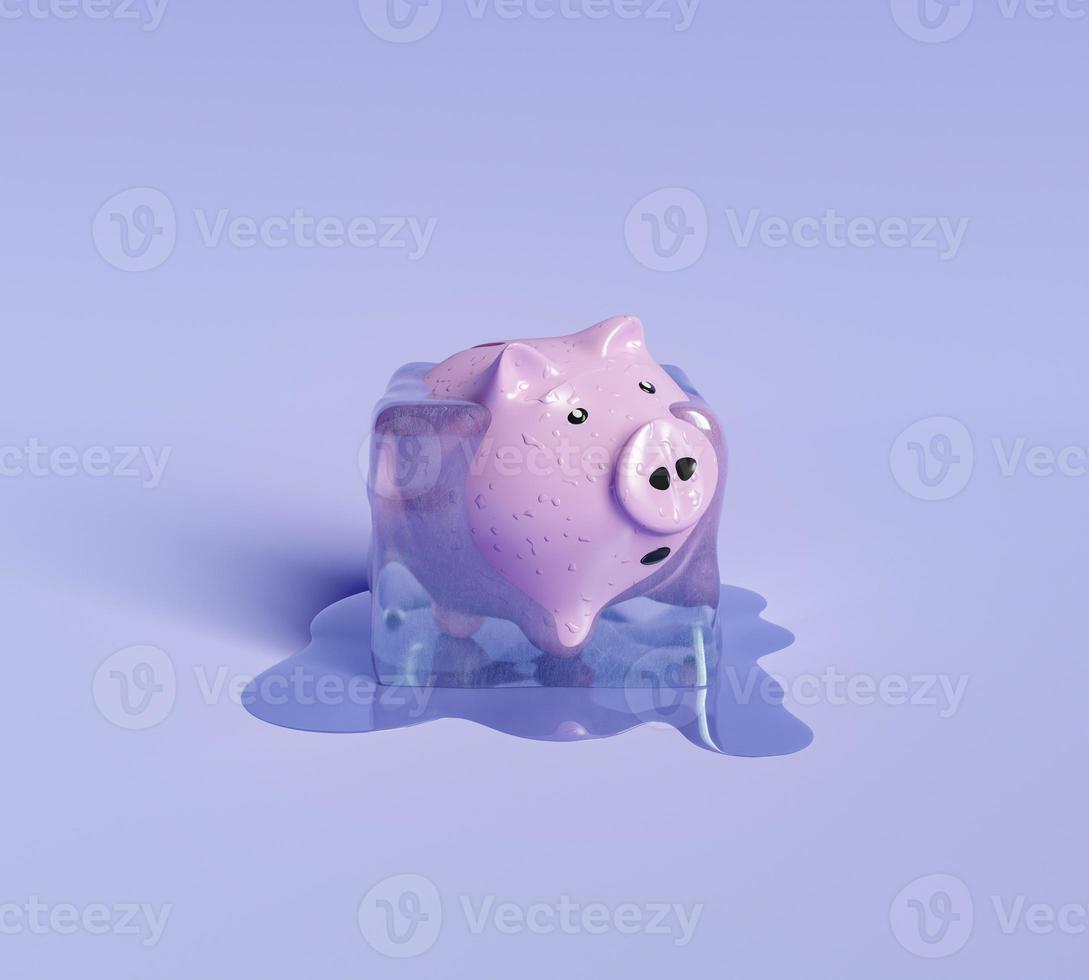 Sparschwein in einem Eiswürfel foto