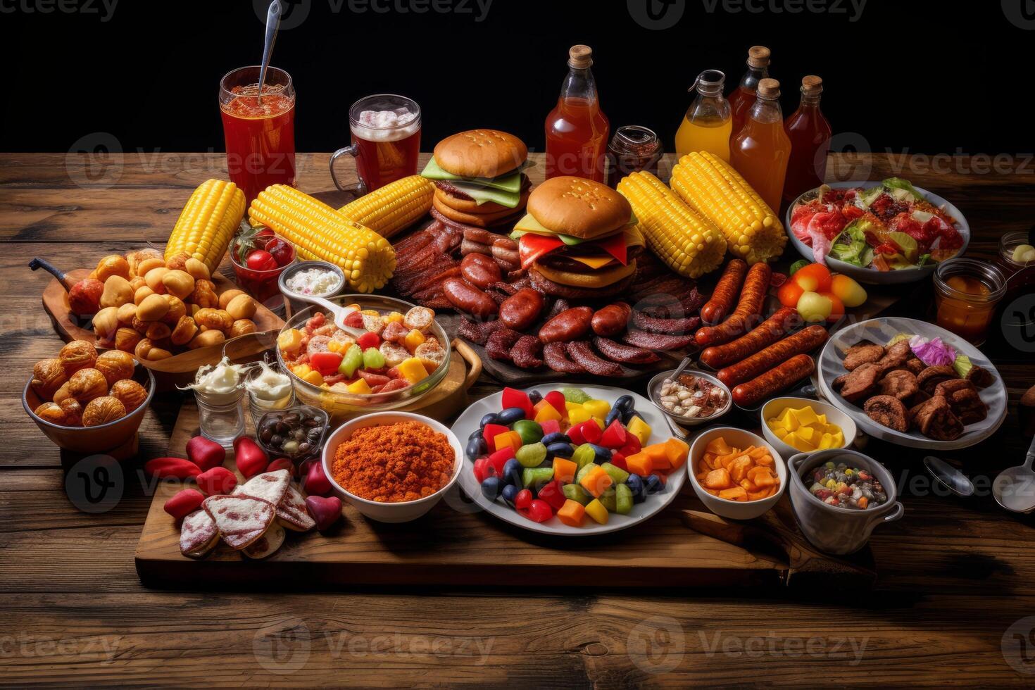 ai generiert ein Picknick Tabelle geladen mit Sommer- Grill Freuden. generativ ai foto