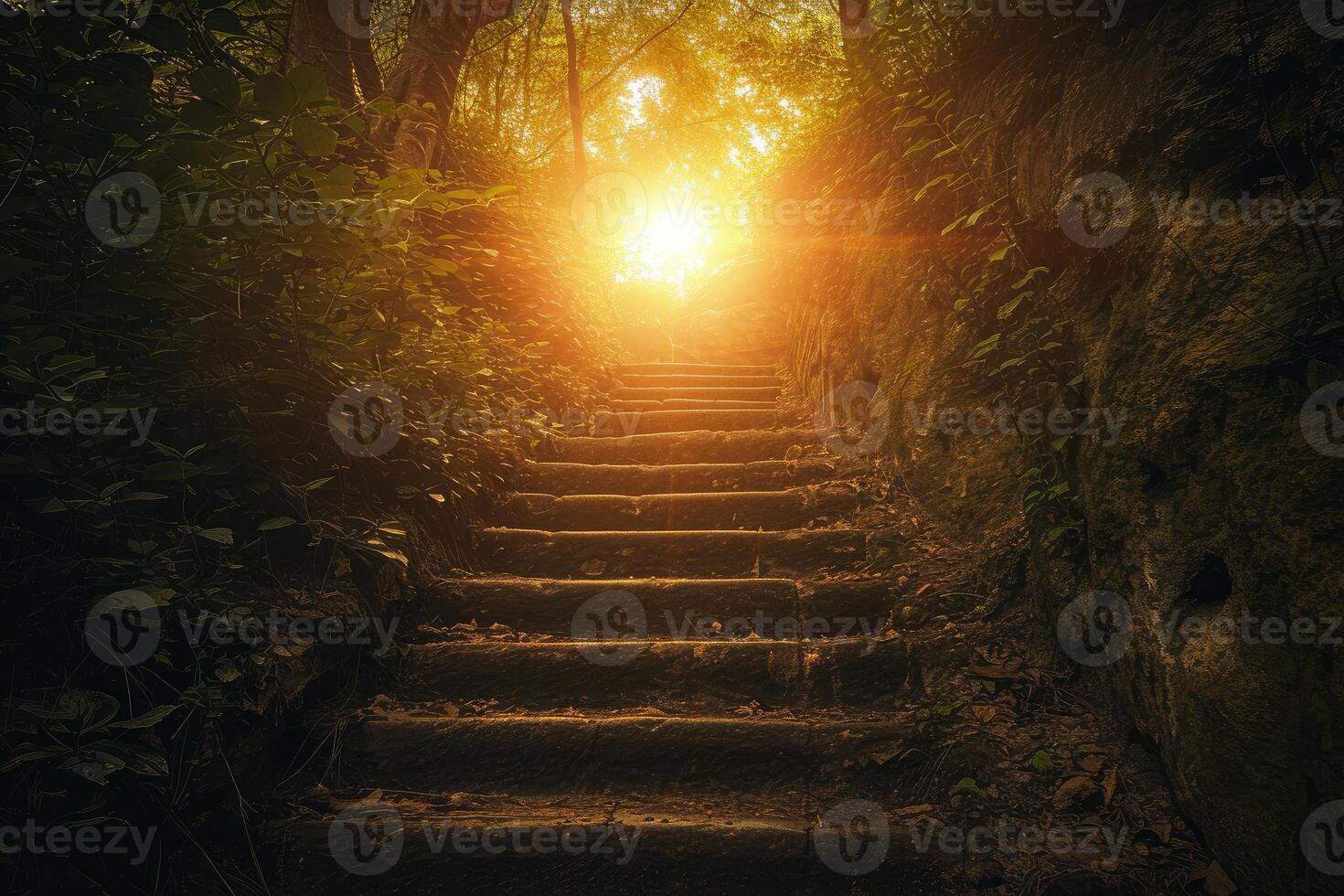 ai generiert ätherisch aufsteigend Treppe zu das Sonne. generieren ai foto