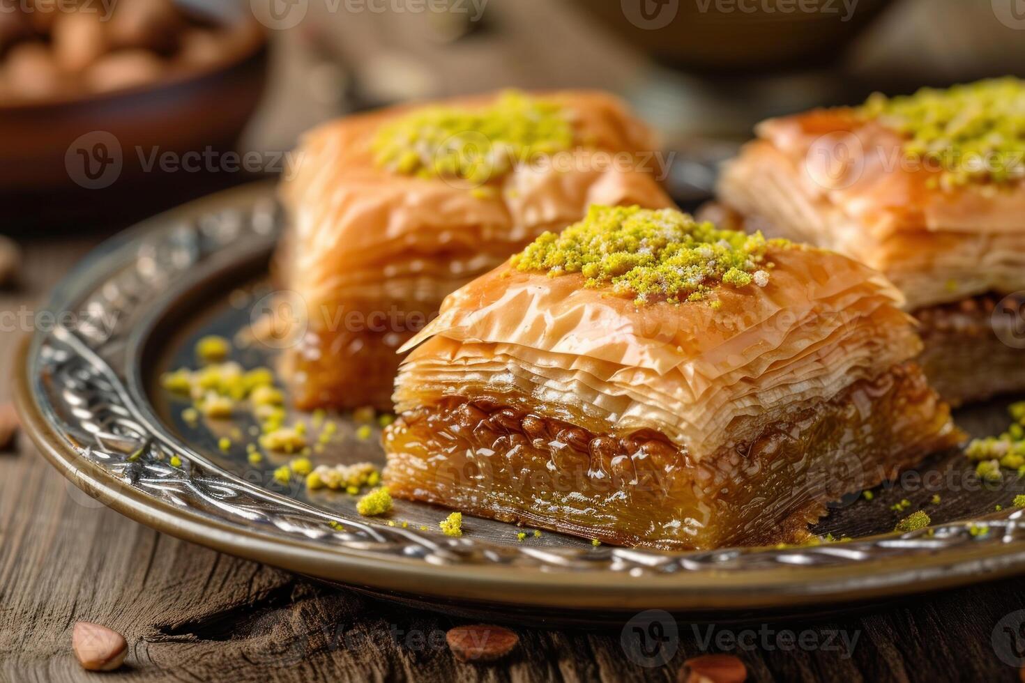 ai generiert Baklava arabisch Nachtisch. generieren ai foto