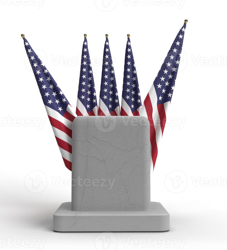 vereinigt Zustand amerikanisch USA Flagge Grab Objekt Symbol Symbol Zeichen Veteran Denkmal Tag Veteran Patriotismus Feier Festival Urlaub Freiheit Blau rot Star Militär- National Unabhängigkeit Heer Held merken foto