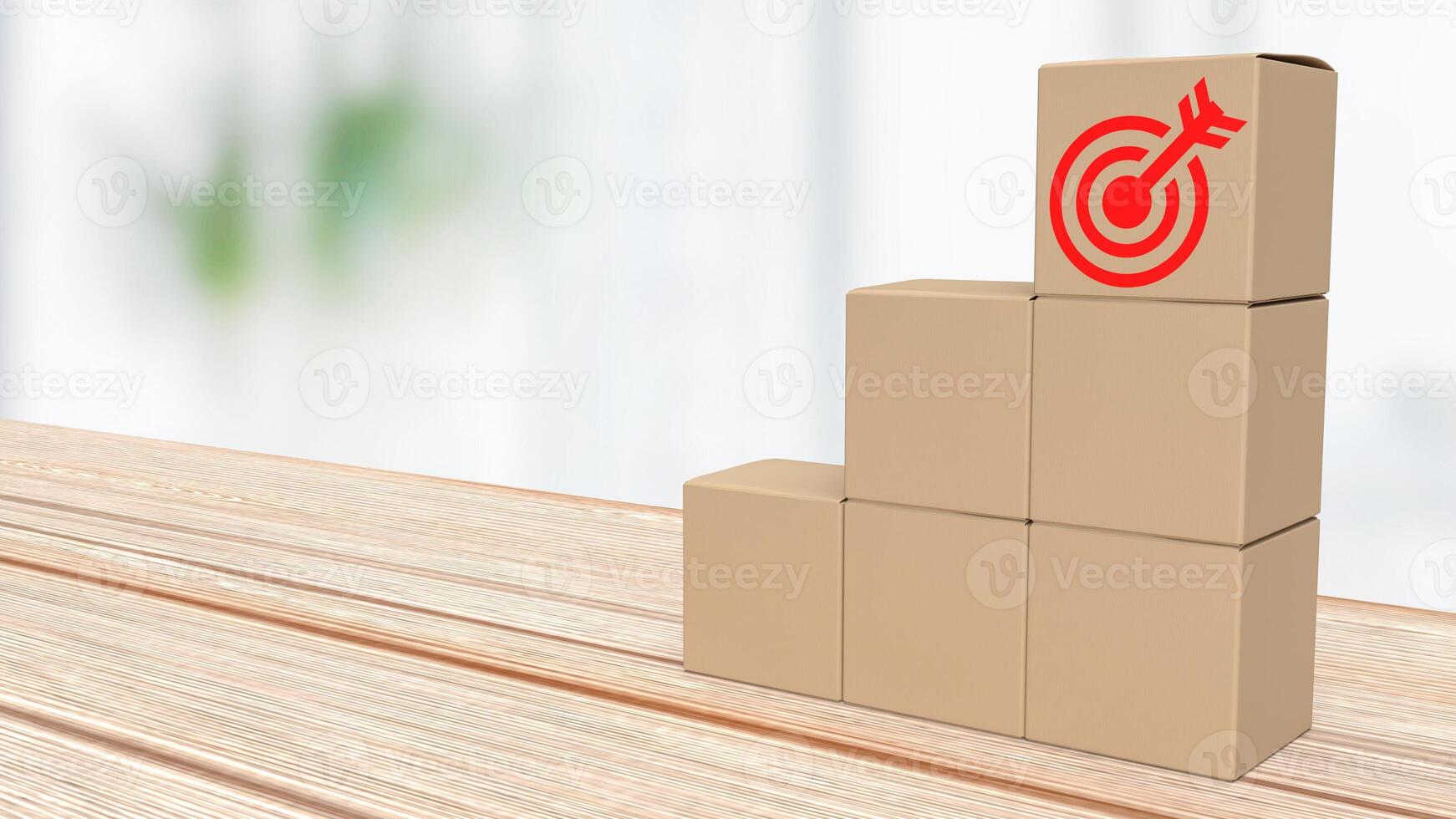 das Ziel Symbole auf Papier Box zum Geschäft Konzept 3d Wiedergabe. foto